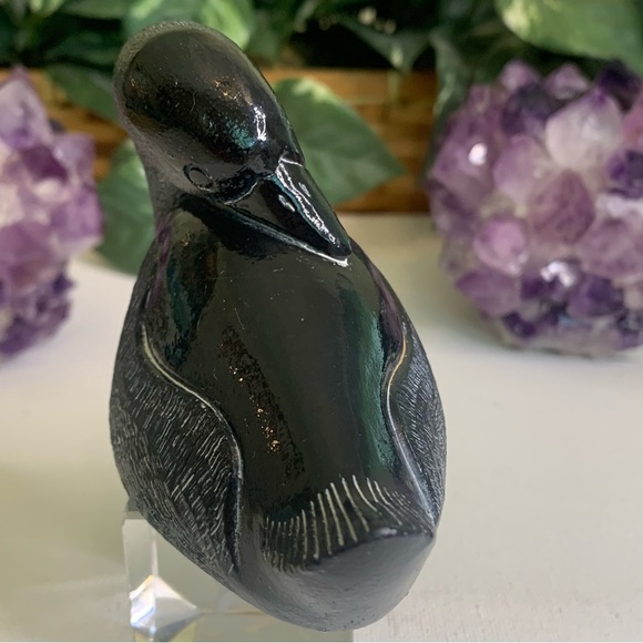 Aardik Collection Carved Black Soapstone Loon/Duck Bird Vintage 1972 Canada 4.25 - Picture 8 of 15